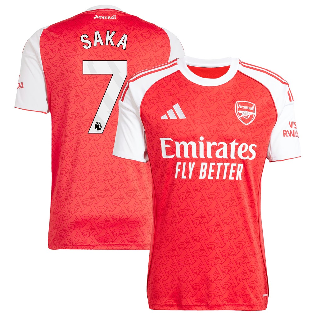 Bukayo Saka Arsenal adidas 2025/26 Home Replica Player Jersey - Red, Sport, Game