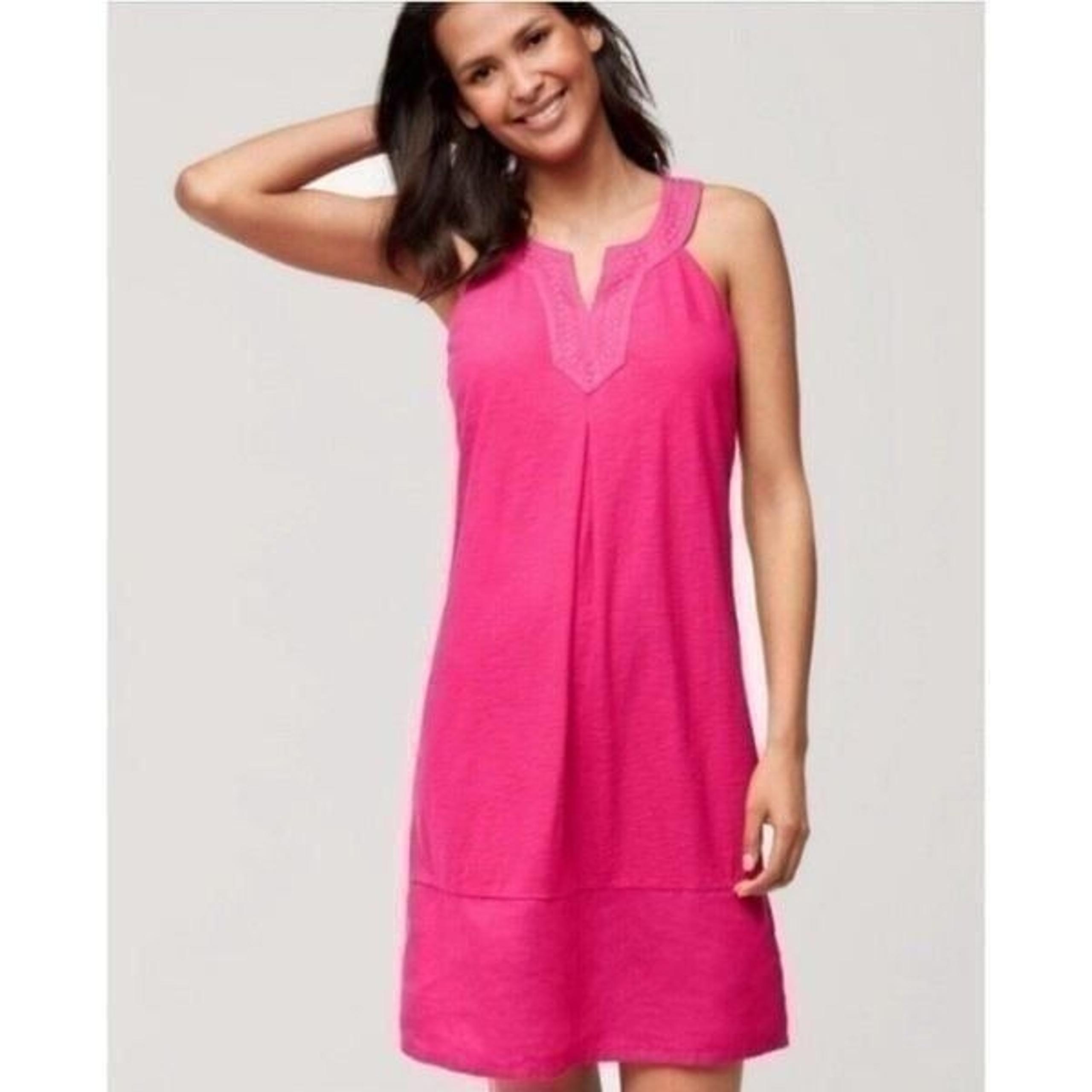 Tommy Bahama Arden Shift Tank Dress Sleeveless Pink Beach Linen Built In Bra S