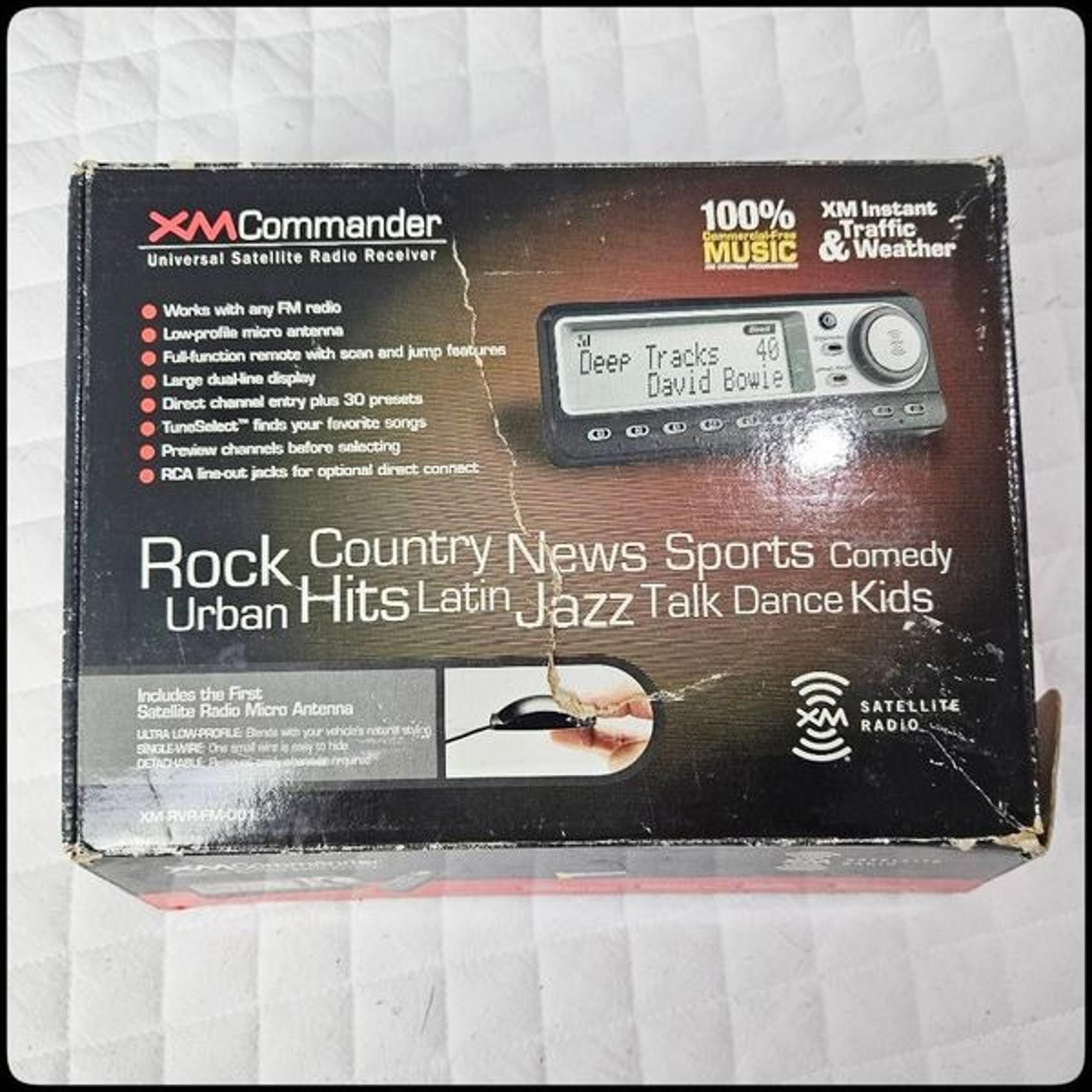 New In Box XM Commander Universal Satellite Radio Receiver XM-RVR-FM-001
