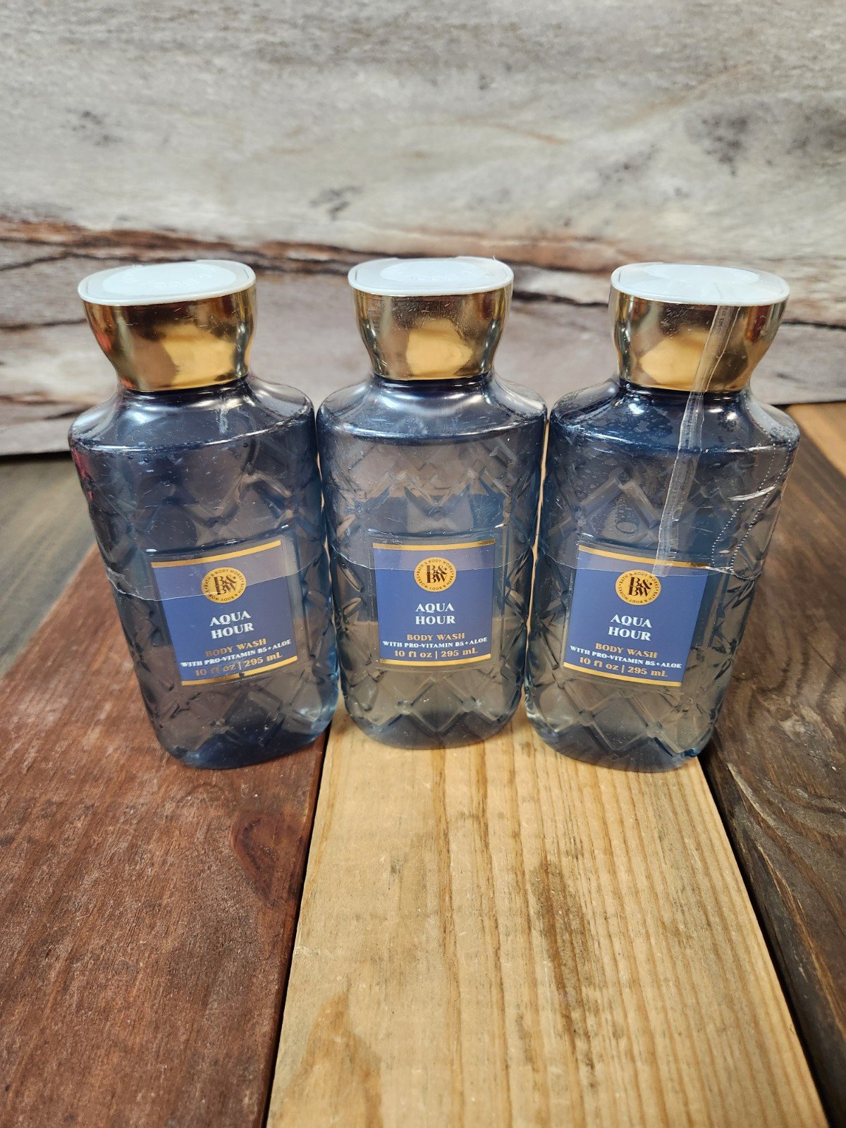 3PK Bath & Body Works Aqua Hour Shower Gel Body Wash NEW 10 oz