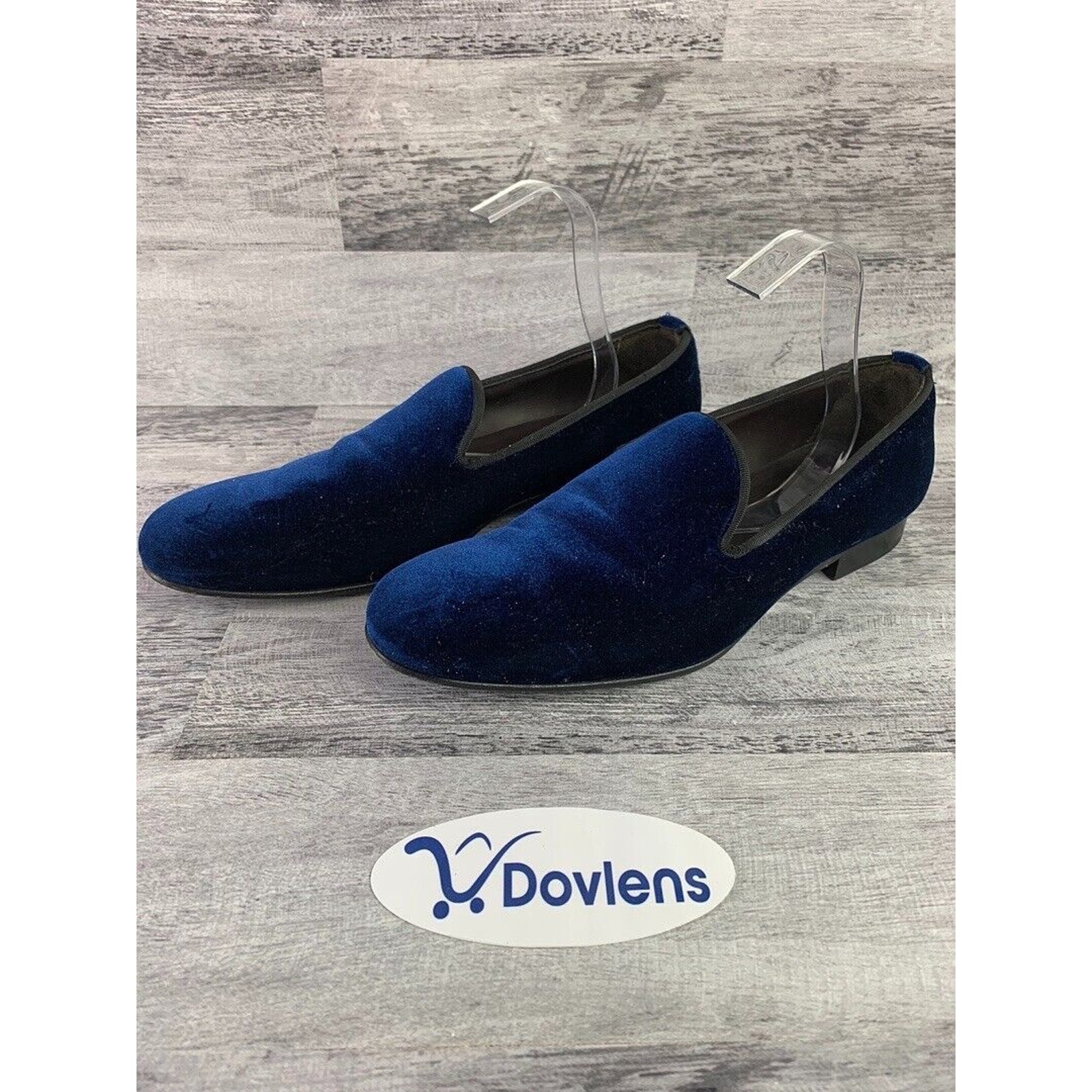 Jared Lang Italian Blue Velvet Mens Slip-On Loafers Size 8.5