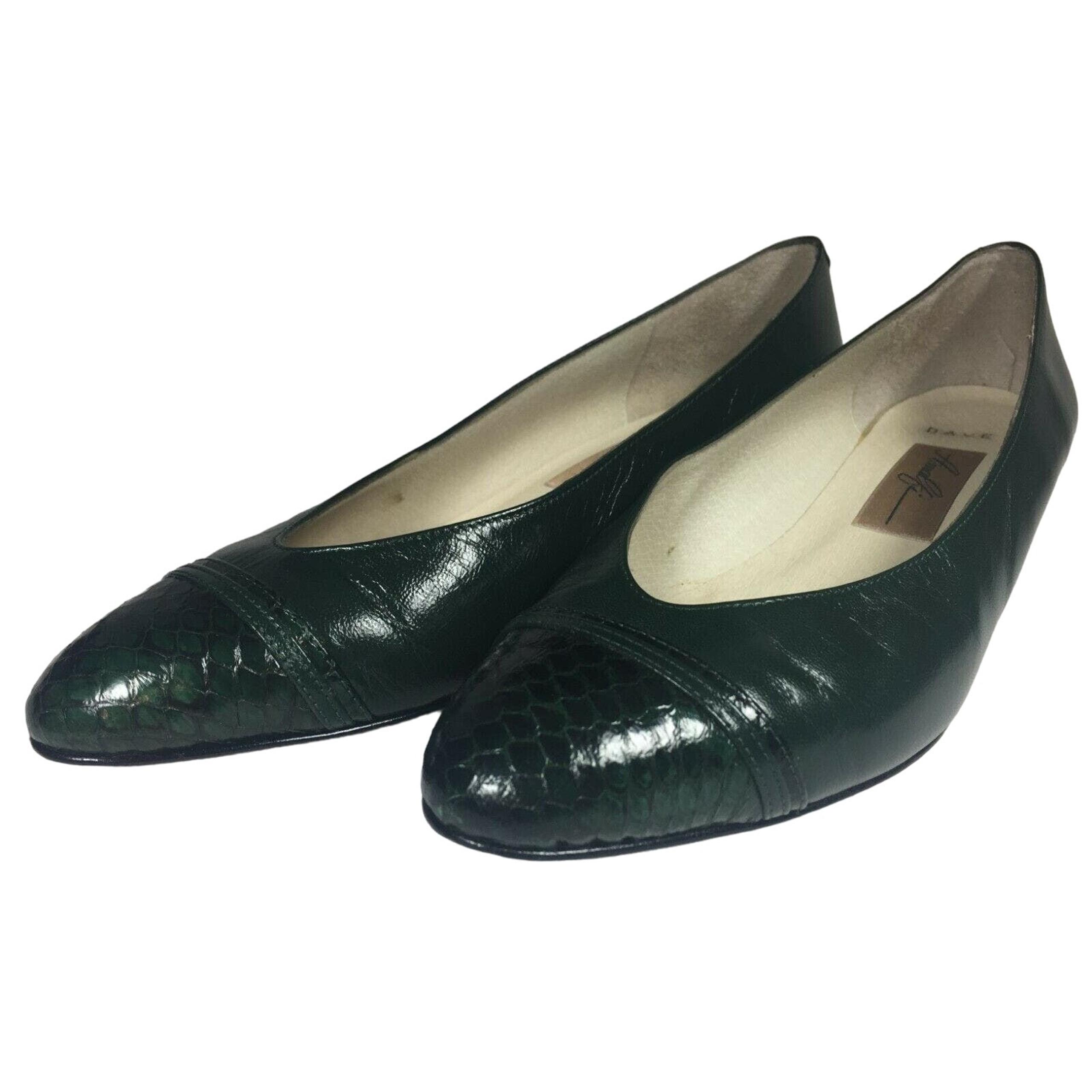 Amalfi Womens Shoes Italy Made Green Snake Print Leather Cap Toe Loafers Sz 7.5