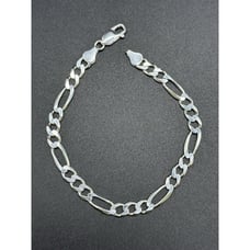 8” New Condition Sterling Silver Figaro Bracelet 6MM 8 Grams P3