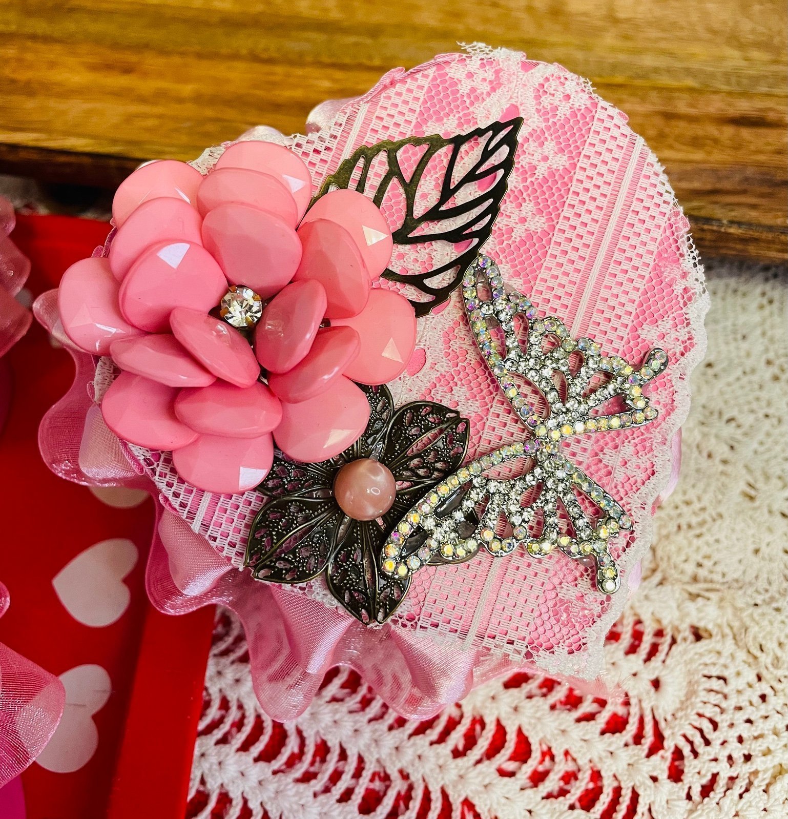 Adorable Heart Trinket Box Jewelry Box - Handmade Art