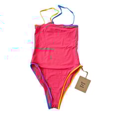 STONE FOX SWIM SUNSET PINK ALOE ONE PIECE SWIMSUIT SMALL