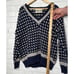 BRAEMAR Vintage 90s Mens XL 100% Cotton Sweater V Neck Diamond Pattern Navy Blue