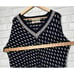 BRAEMAR Vintage 90s Mens XL 100% Cotton Sweater V Neck Diamond Pattern Navy Blue