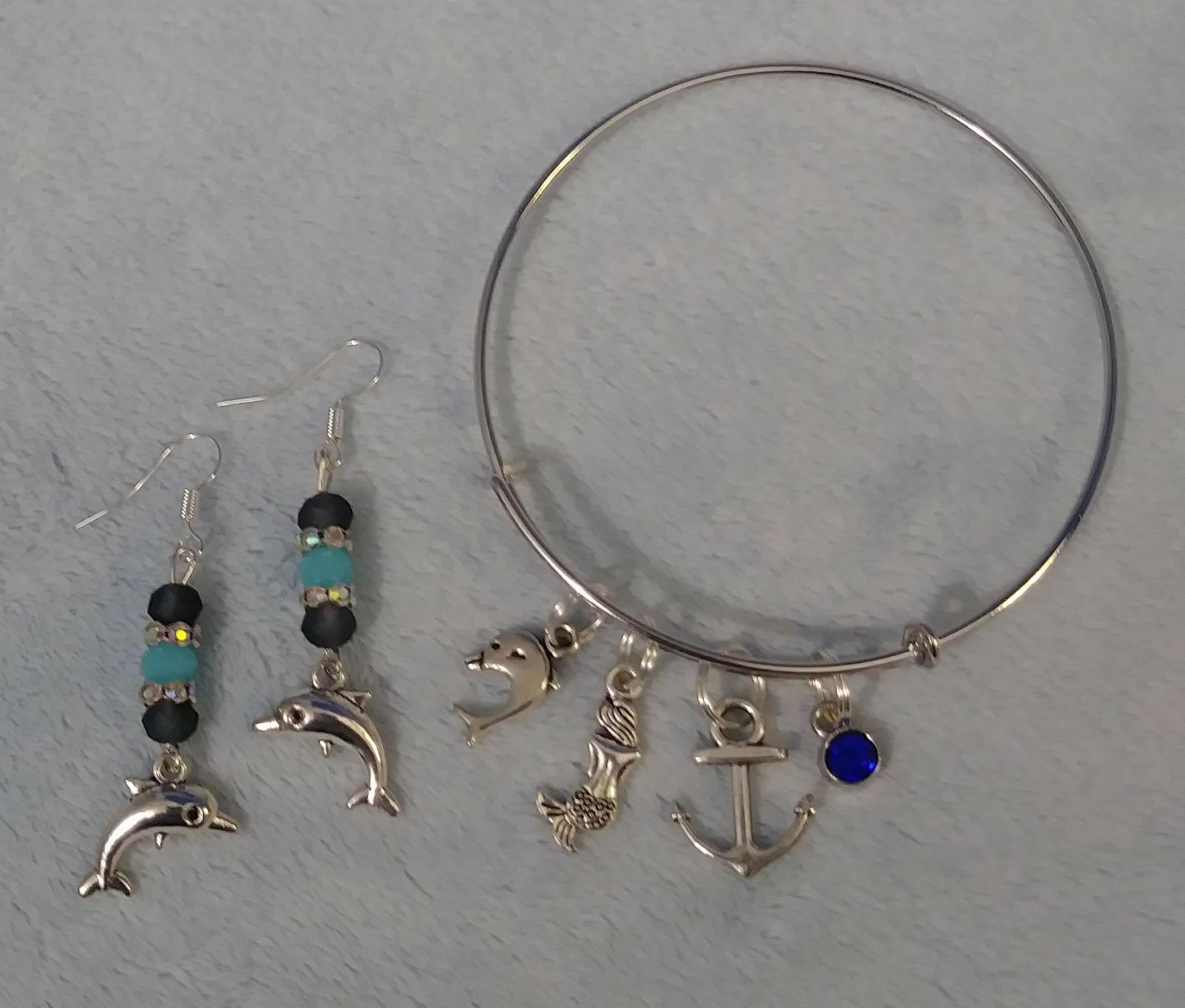 Bangle Charm Bracelet Mermaid Dolphin