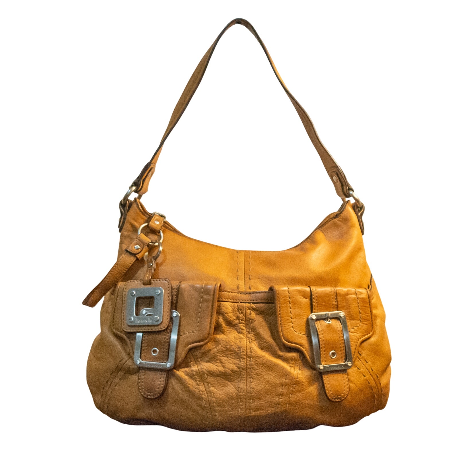 Large Leather Purse Chestnut Brown TIGNANELLO Shoulder Satchel Bag Handbag