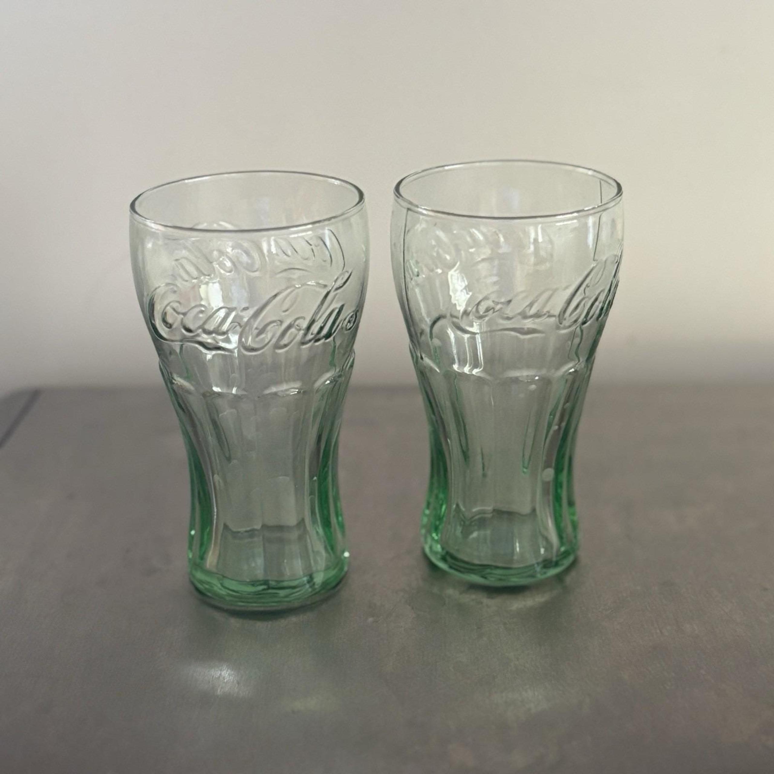 2 Coke Drinking Glasses ~ Coca-Cola Green color