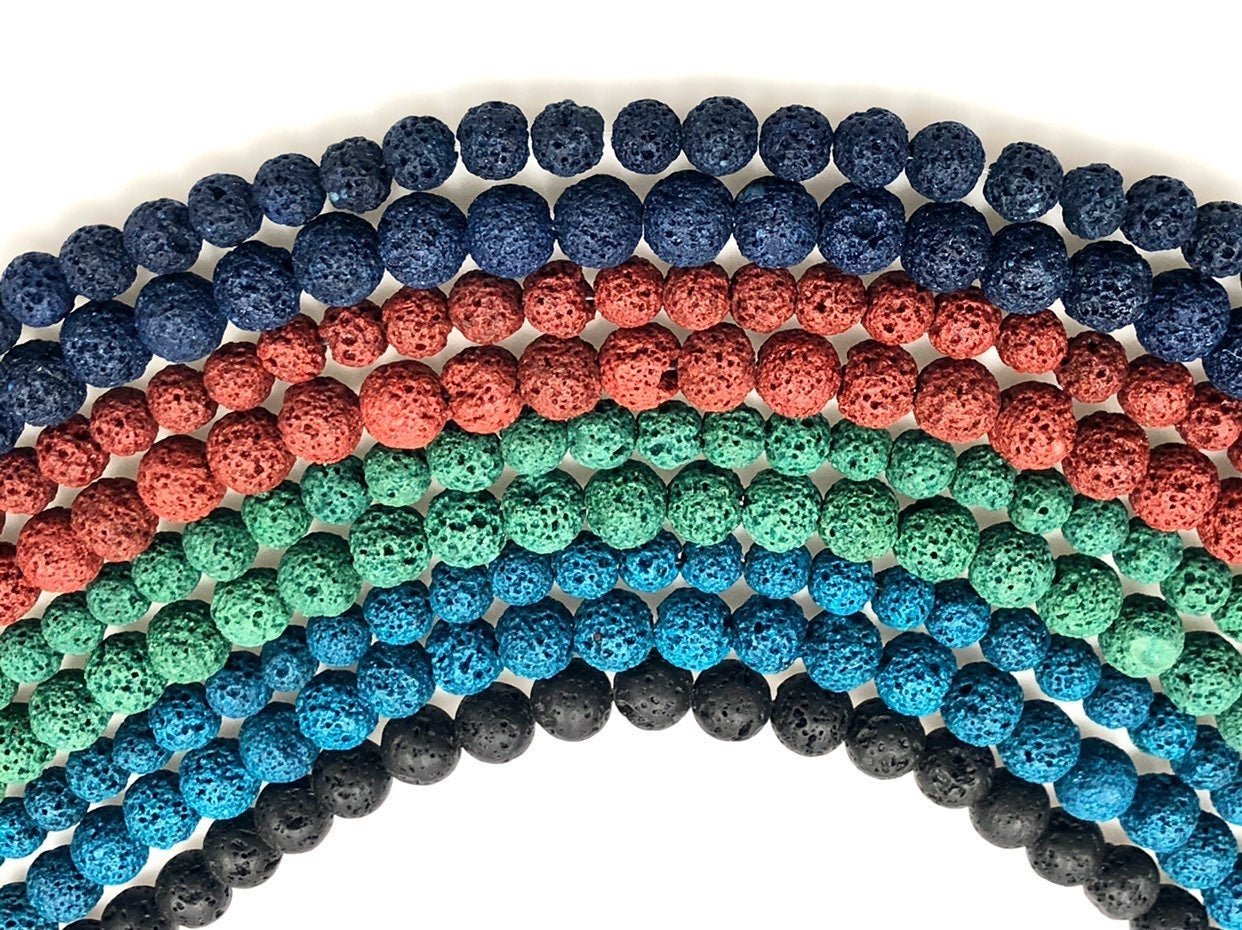10 Strands Lava Gemstone Beads 6-8mm
