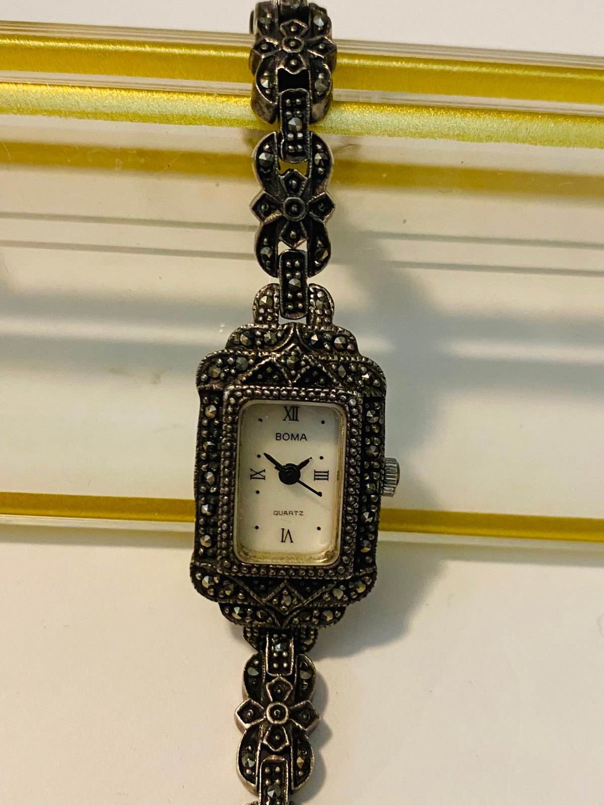 Watch sterling silver marcasite ladies watch