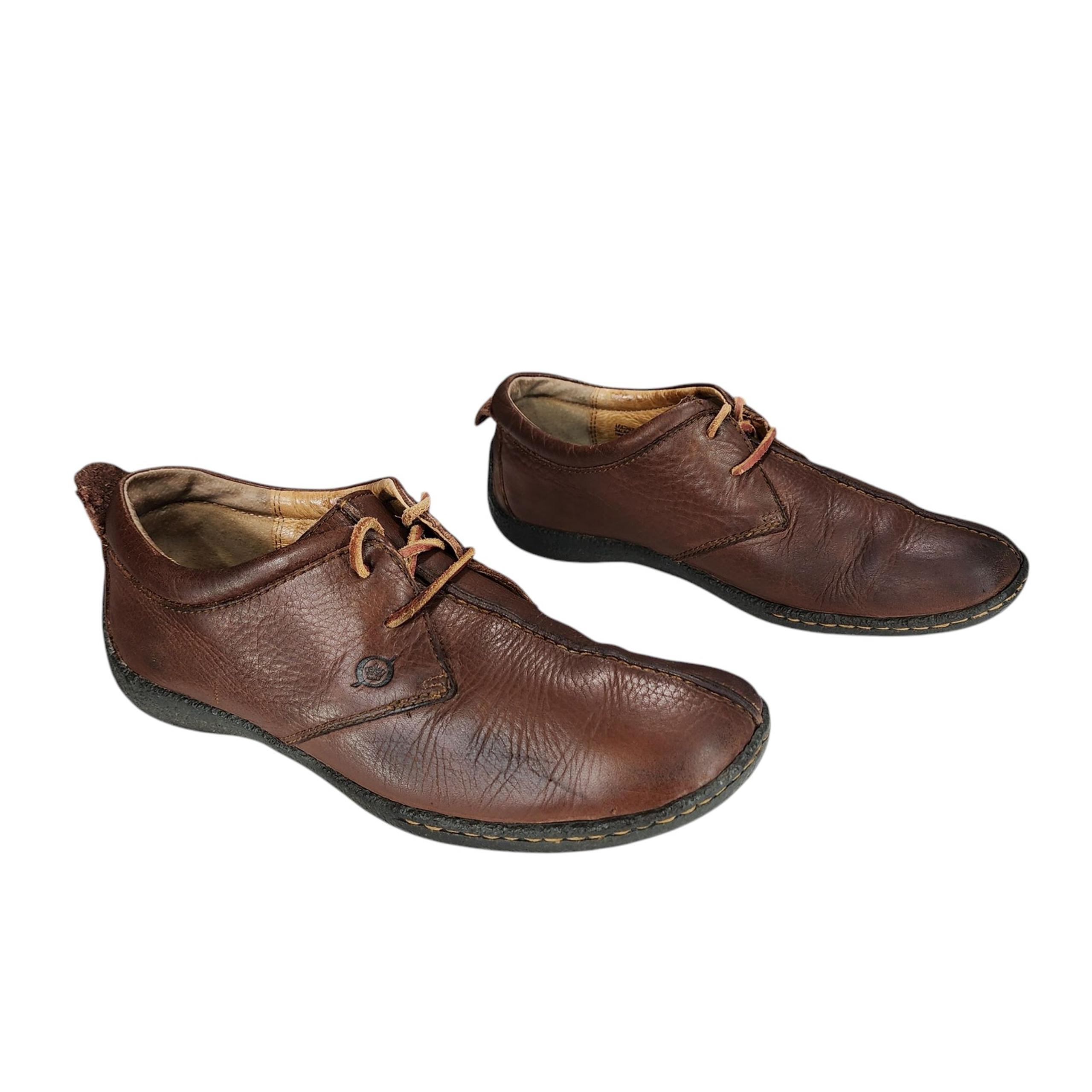 Born Sahara Comfort Shoes sz 9.5 41 Women Split Toe Brown Leather Lace Up READ