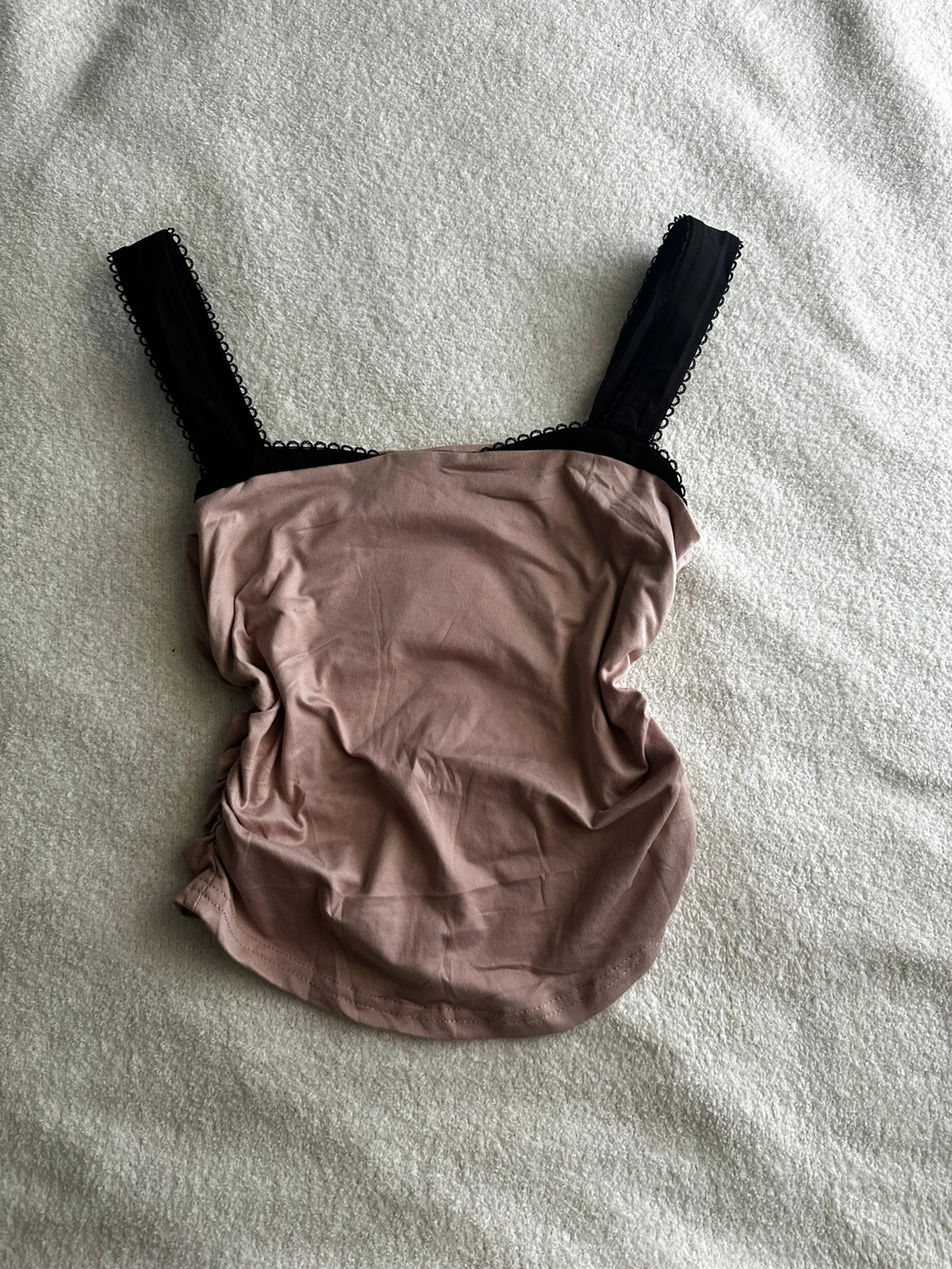 Women Y2k Contrast Color Tank Top Wide Strap Ruched Side Crop Cami Bustier Shirt