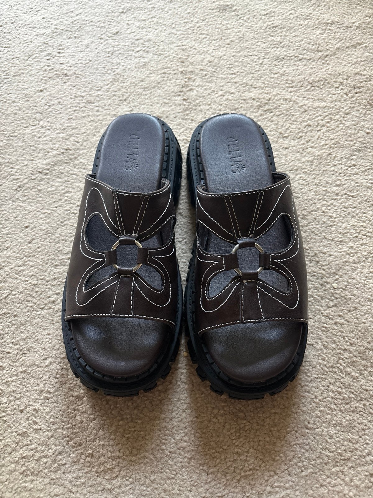 Delia’s X Dolls Kill Felling Good platform slides sandals
