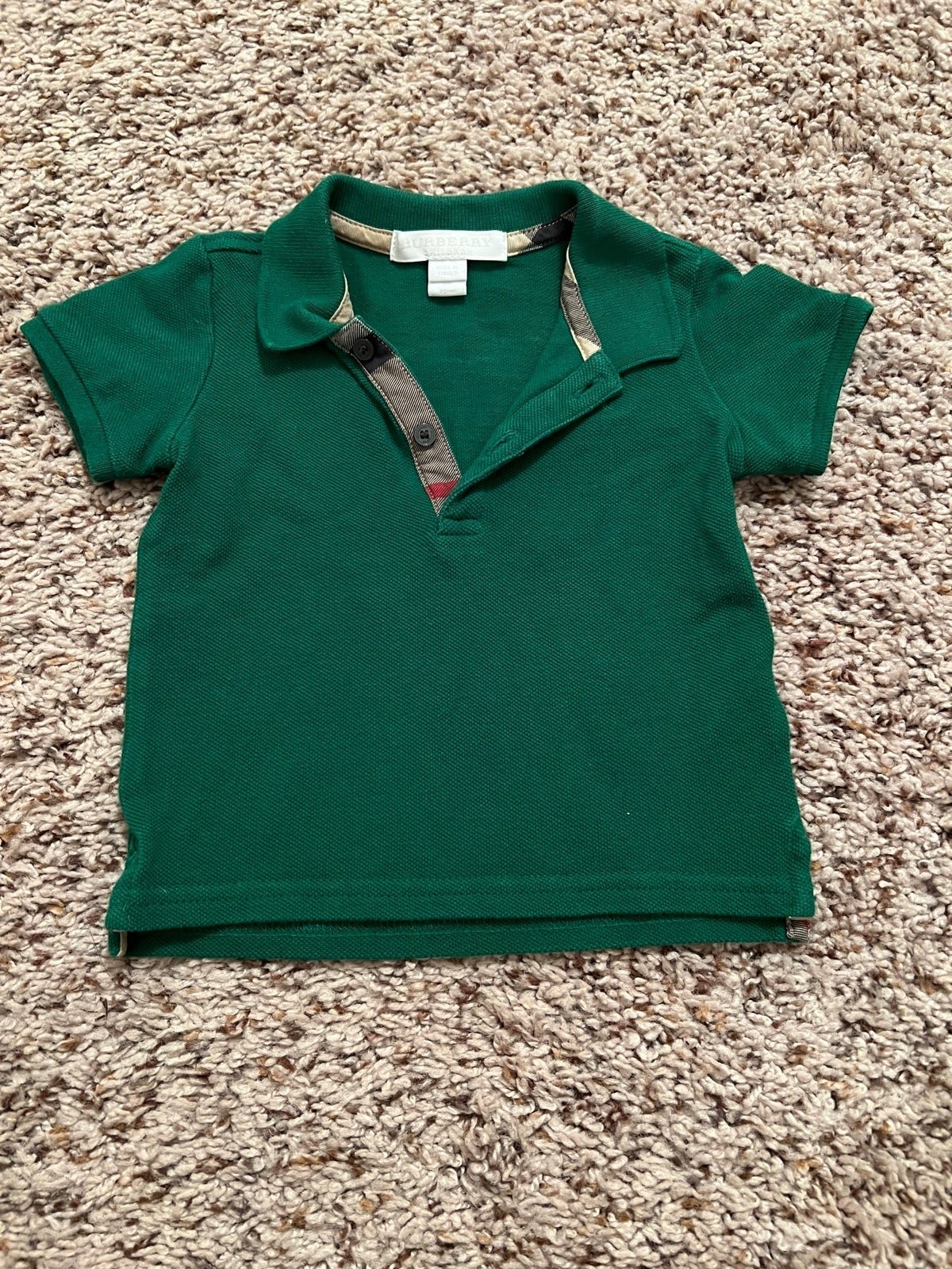Burberry green and plaid polo shirt