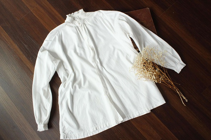 Vintage Antique 1900s Victorian Blouse, Volup White Cotton Edwardian Shirt High
