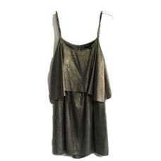 Elizabeth And James Metallic gold cotton blend spaghetti strap tiered dress S