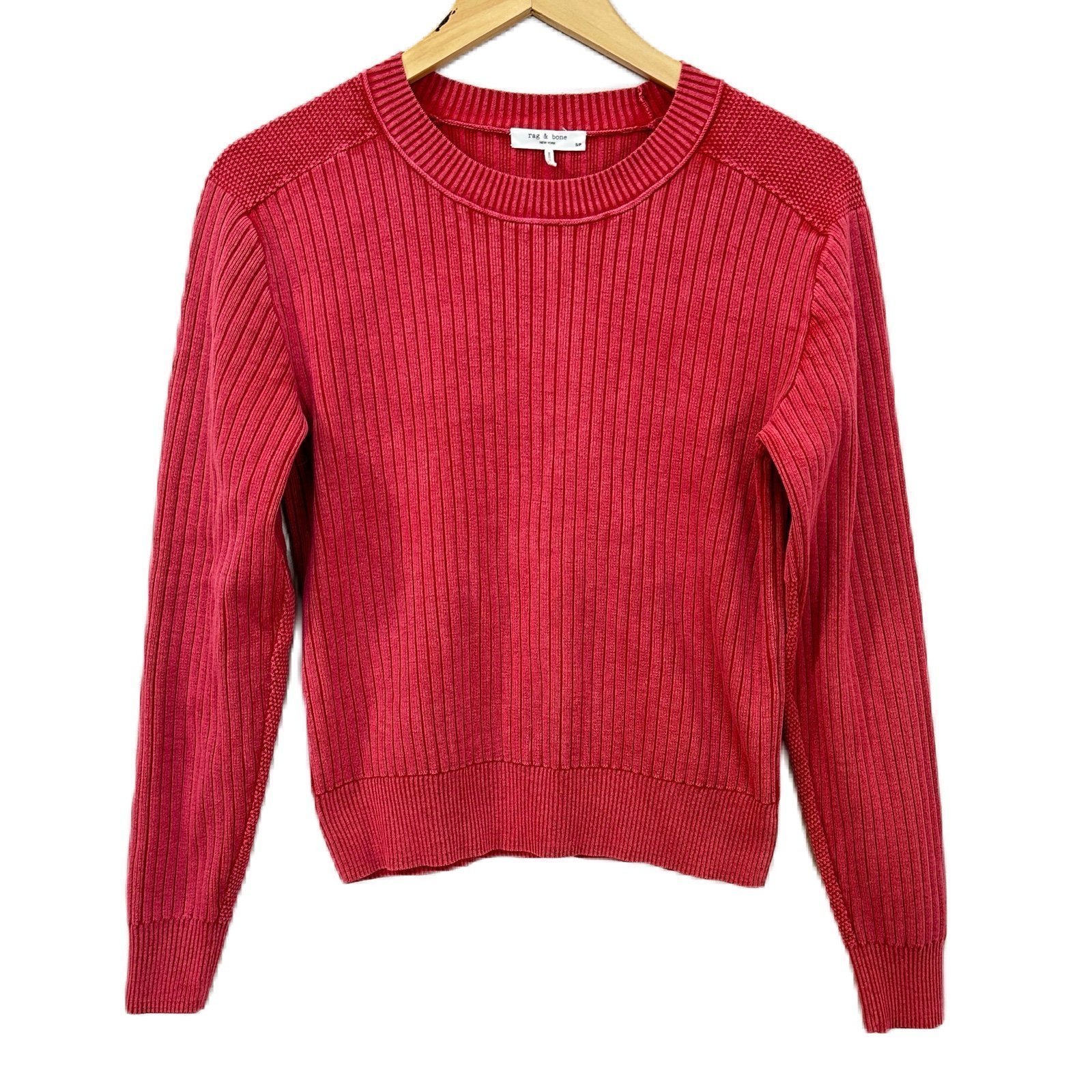 Rag & Bone Irwin Ribbed Sweater Brick Red Cotton Long Sleeve Women’s Small