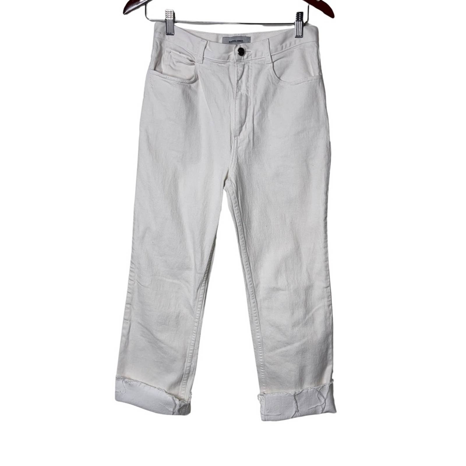 Rachel Comey ecru off white high rise raw hem denim pants sz 4