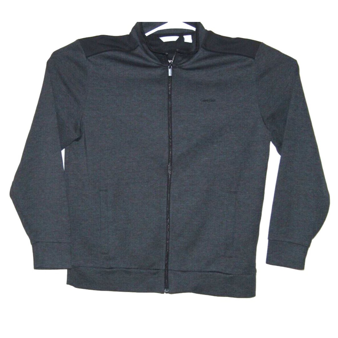 Calvin Klein Men Black Full Zip Midweight Soft Windbreaker Stand Up Collar Sz L