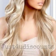 Wavy double blonde gold highlight hd wig