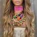 Wavy double blonde gold highlight hd wig