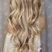 Wavy double blonde gold highlight hd wig