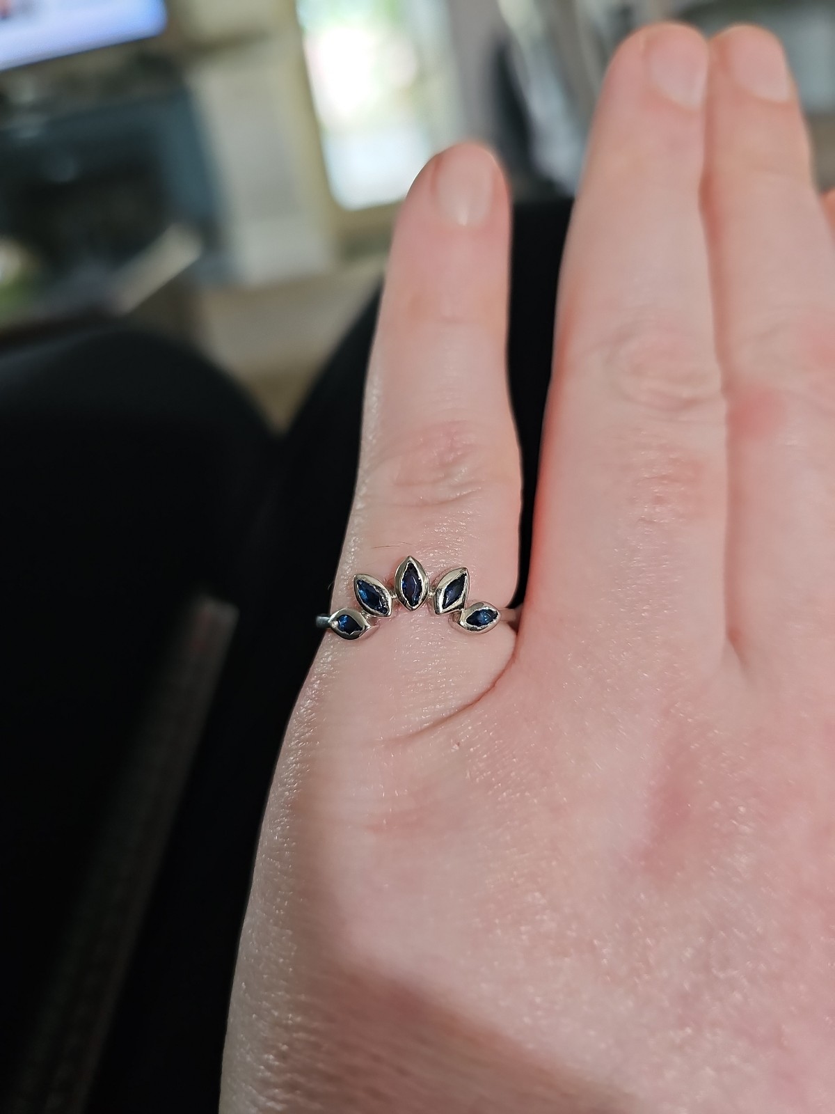 Stackable sterling silver tanzanite ring size 8.25