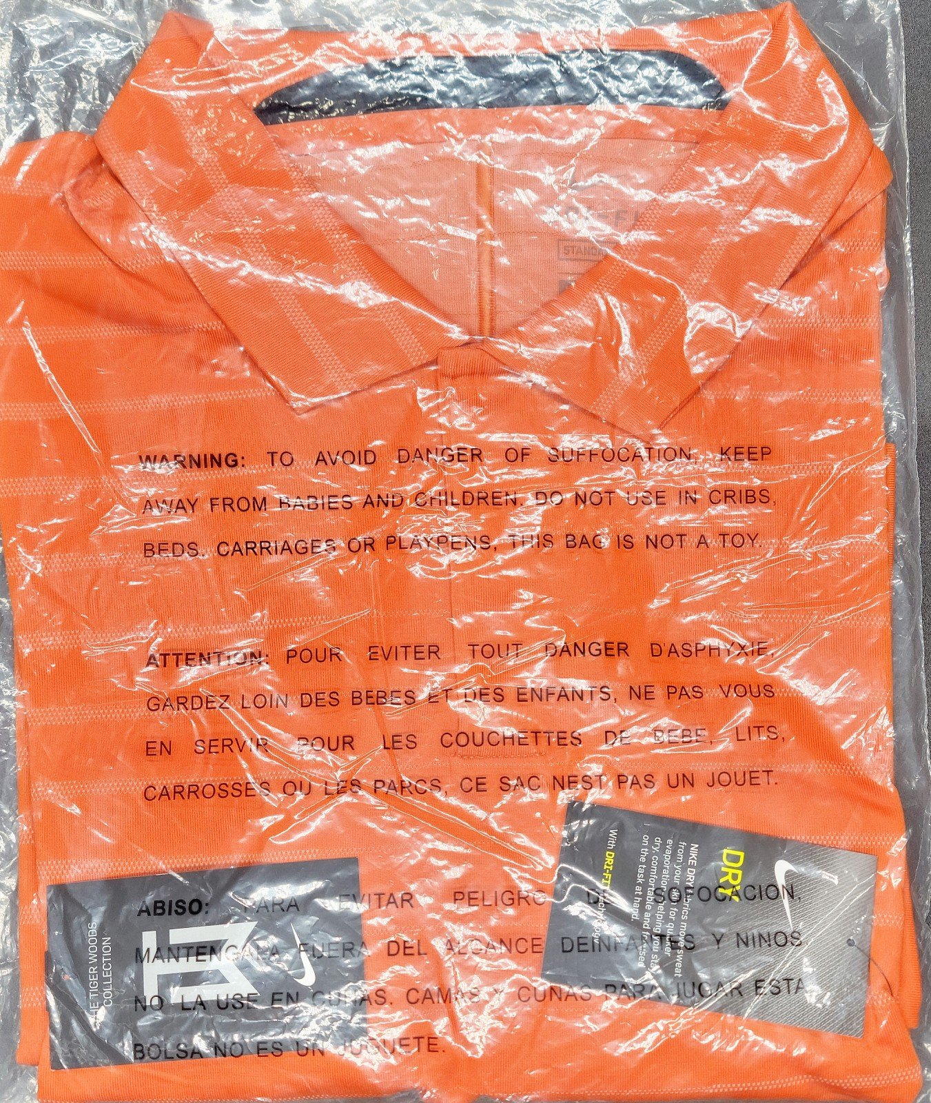 Nike Dri-Fit Tiger Woods Polo Shirt Orange Sz L Men NWT