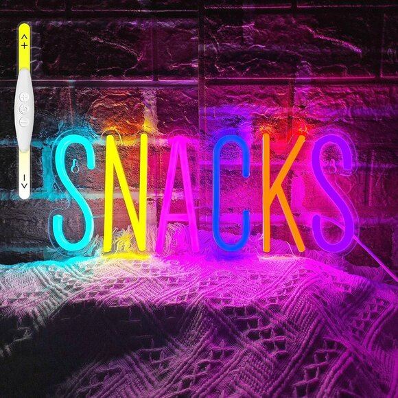 New Snacks Neon Sign, USB Powered Dimmable LED for Snack Bar & Mancave Decor