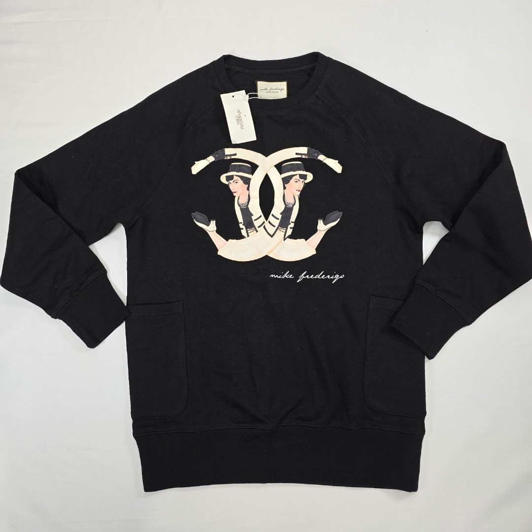 NWT Mike Frederiqo Women's Black Sweatshirt Sweater Size S with Pockets