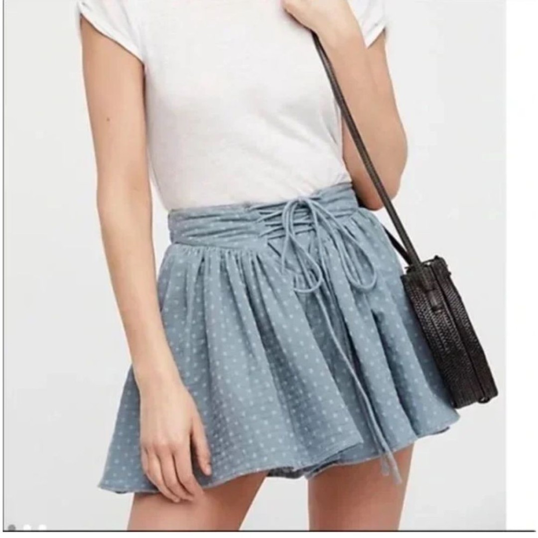 FREE PEOPLE Meet Your Match Blue Skort Shorts S