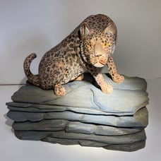 Fred clements wooden leopard carving