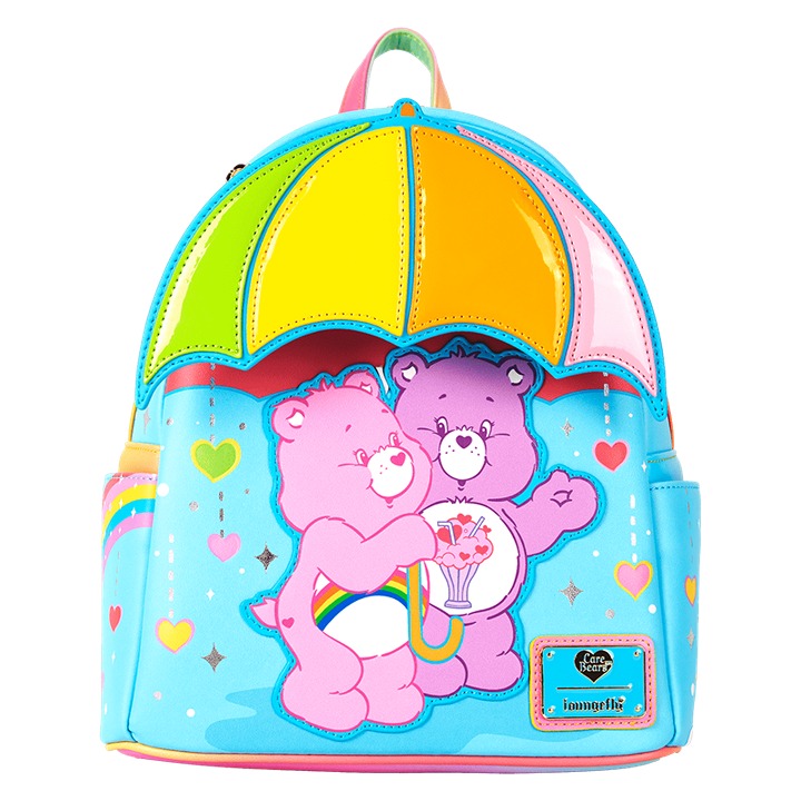 NEW! Care Bears Cheer Bear & Share Bear Rainbow Umbrella Mini Backpack