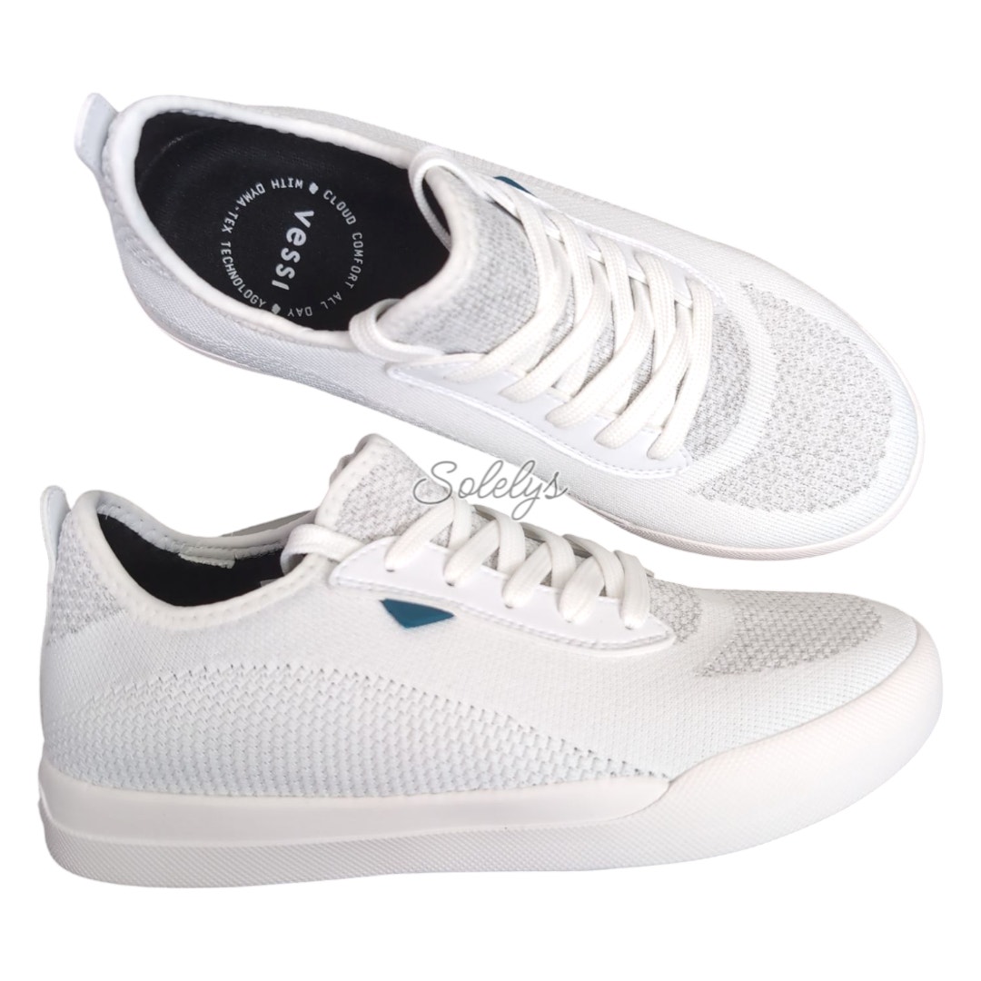 Vessi Weekend Marble White Waterproof Dyma-Tex Knit Lace Up Sneaker Womens 8