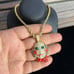 Cz Micro Pave Joker Pendant with 14K GP Rope Chain