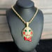 Cz Micro Pave Joker Pendant with 14K GP Rope Chain