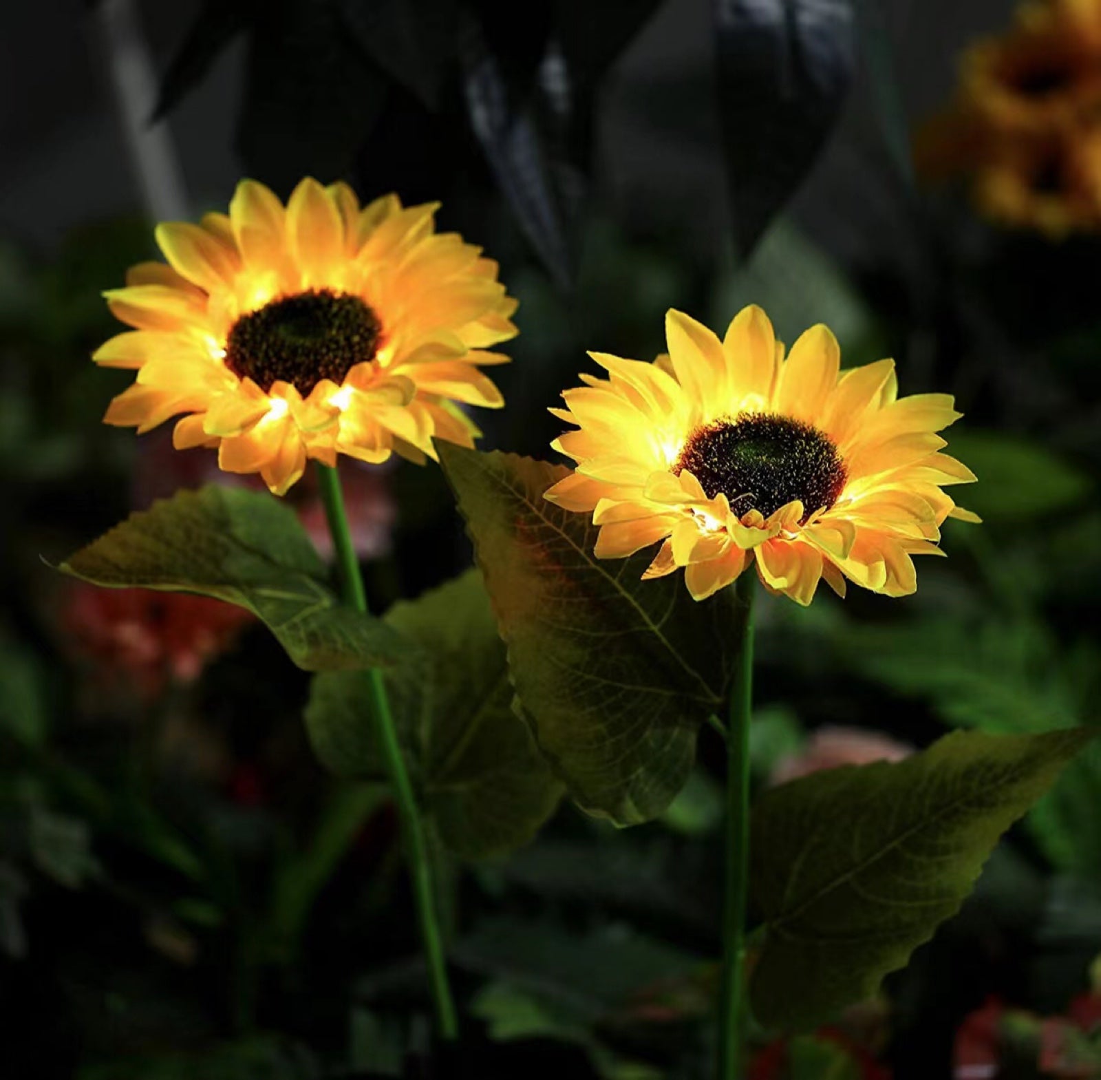 8 Pieces Outdoor Sunflower Solar Yard Light Decorative Garden Flower Light Water