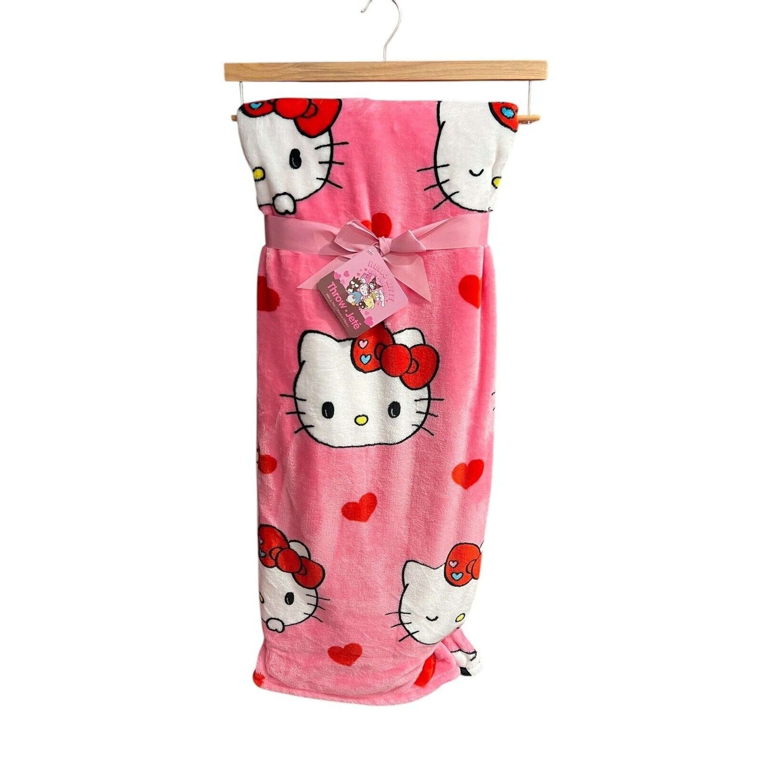 Sanrio Hello Kitty Valentines Pink Red Hearts Soft Throw Blanket 60 X 70” NEW