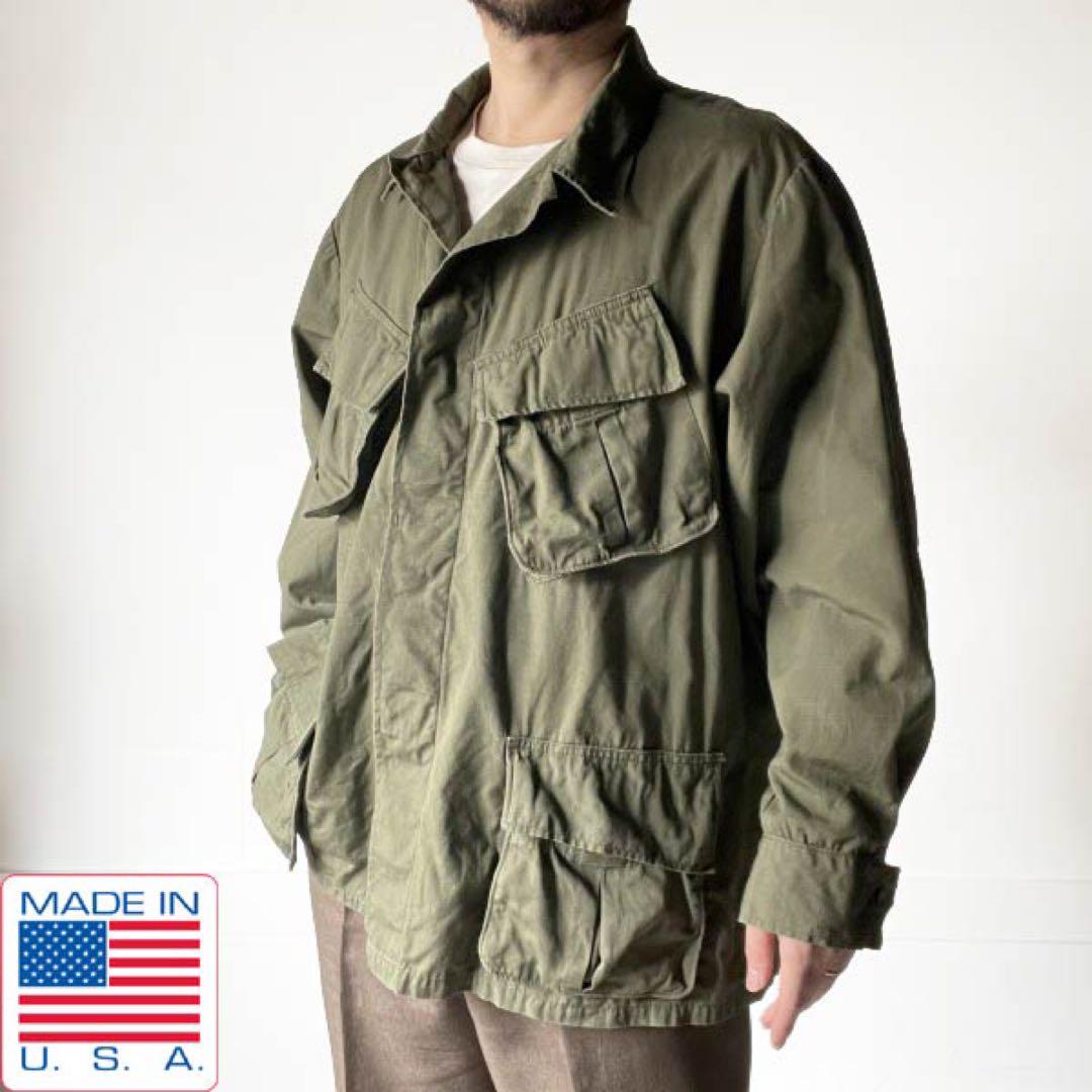 Excellent Condition 60s USA Made Authentic US Military Jungle Fatigue Jacket 4th L-S