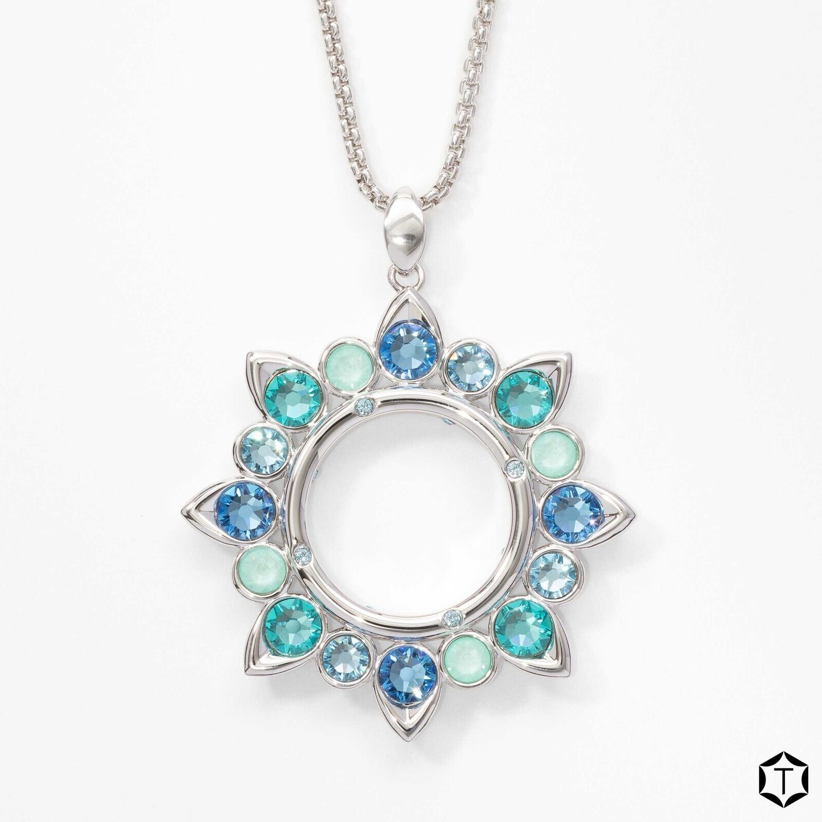 Touchstone Crystal by Swarovski TRANQUILITY necklace in blue shades BNIB