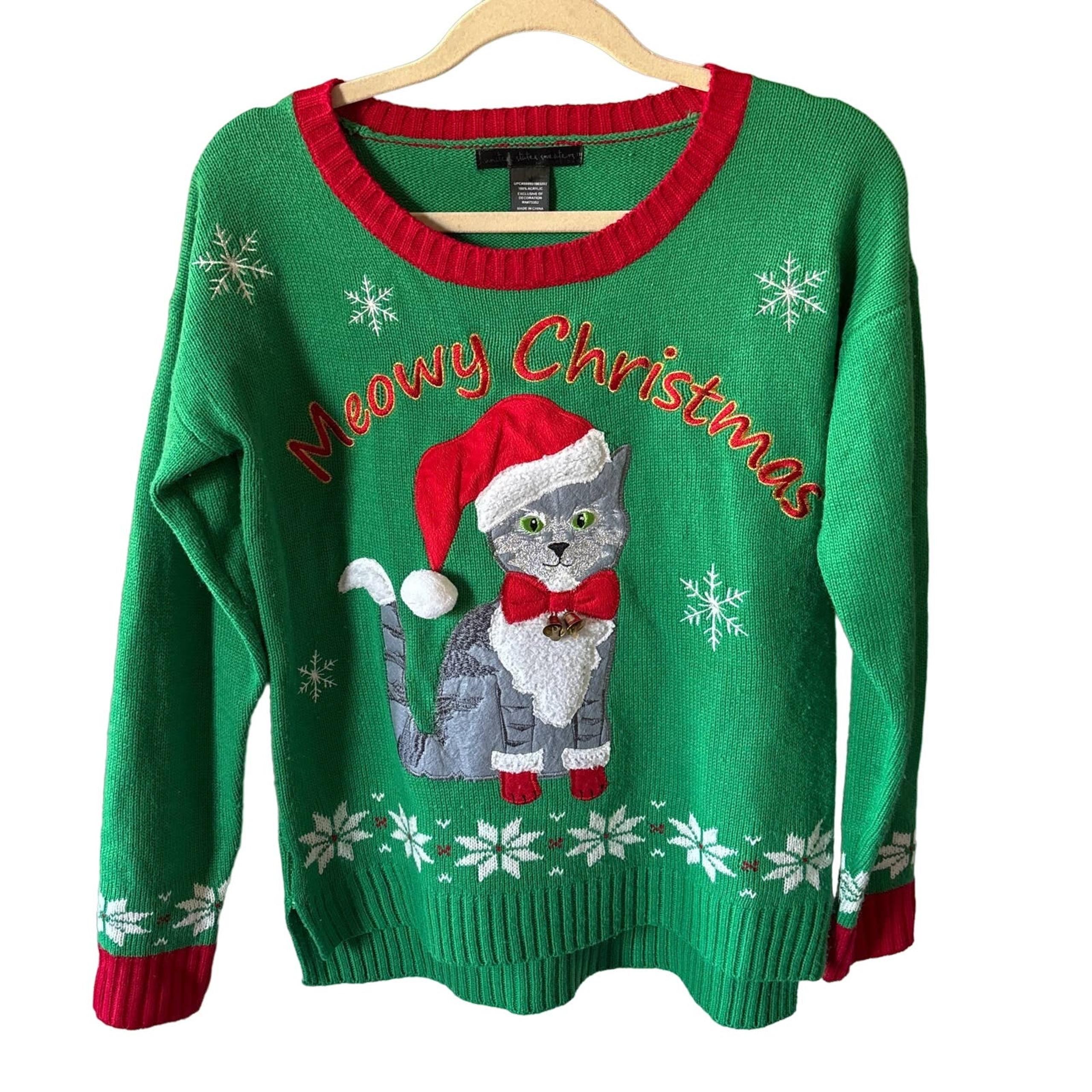 United States Sweaters Women Sweaters M Green Meowy Christmas