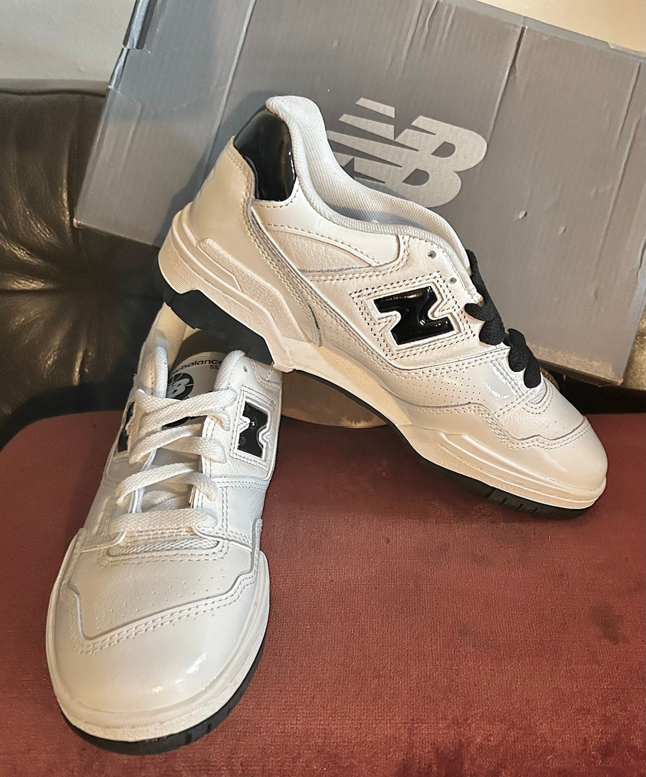 New Balance - 550 Sea Salt/Black Colorway White Leather Low-Top Sneaker - 7.5W