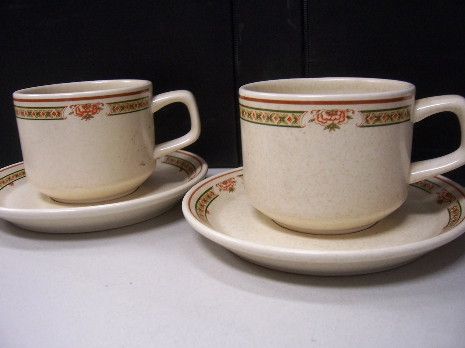 2 Flat Teacups & Saucer Sets - Coral Blossoms by LENOX