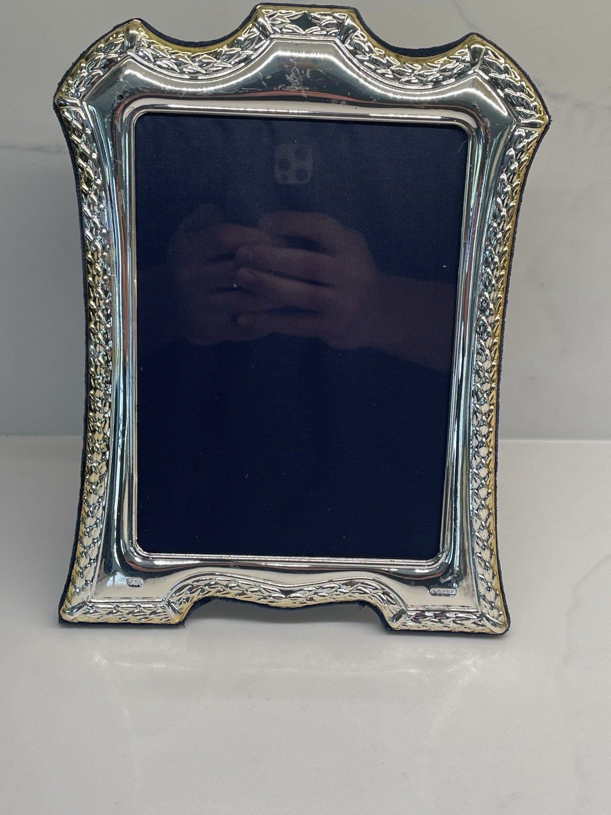Sterling Silver Picture Frame 8 x 10” Sheffield Carr's England .925 Gold Trim