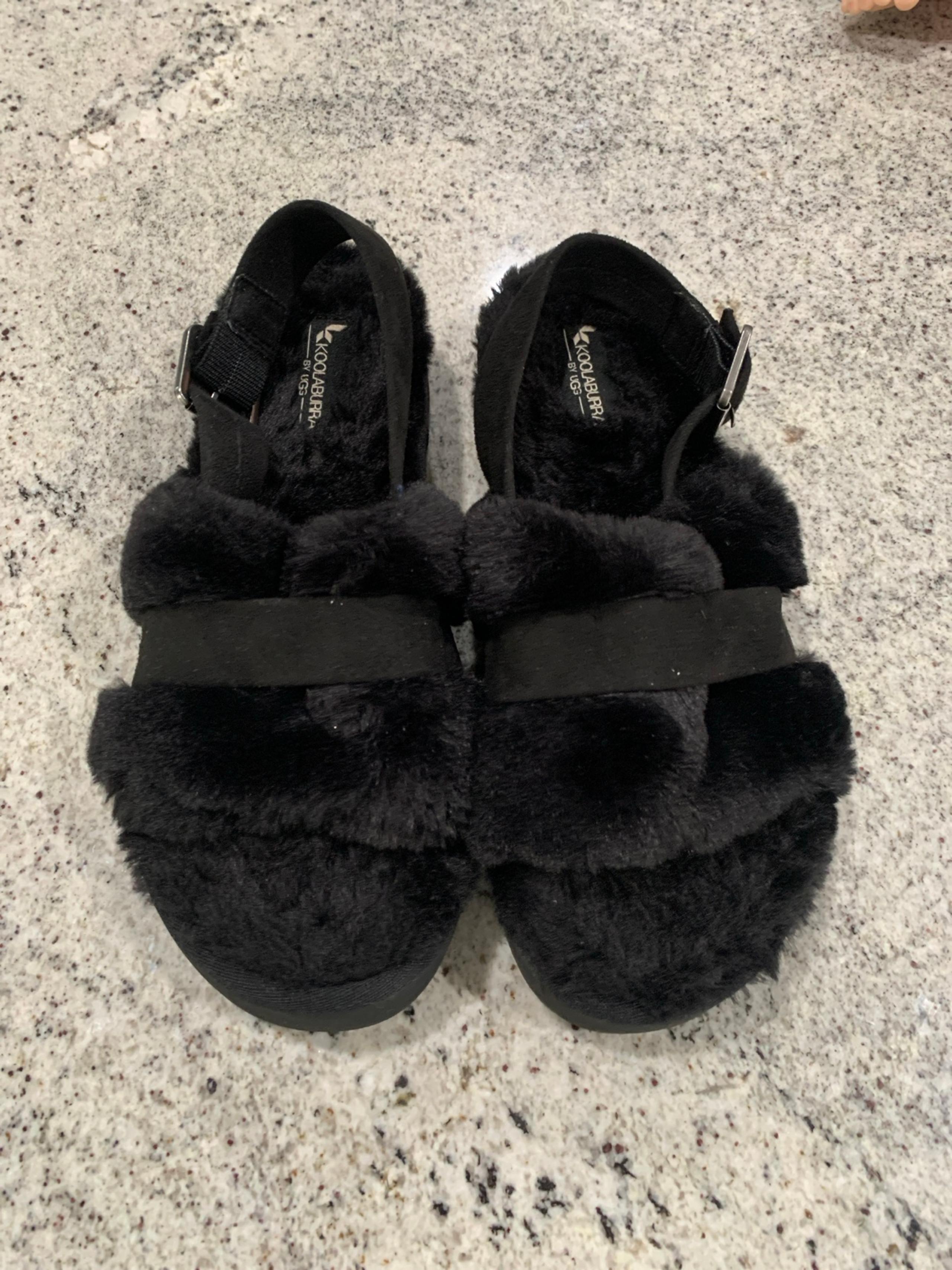 Koolaburra by UGG Fuzz'd Out Womens Slingback Sandals Black NWOT 7