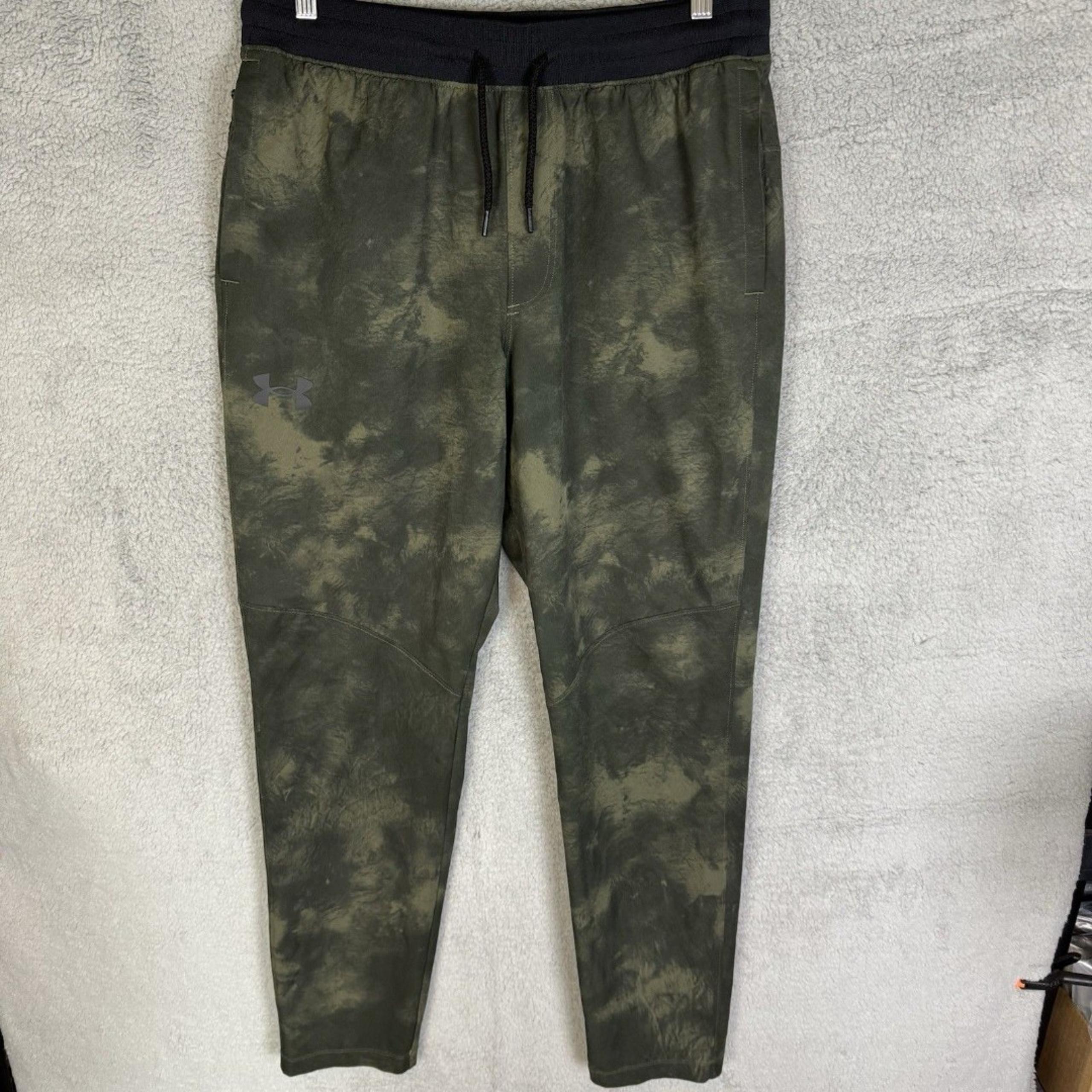 Under Armour Pants Mens L Green Tapered Leg Running Active Gym Stretch