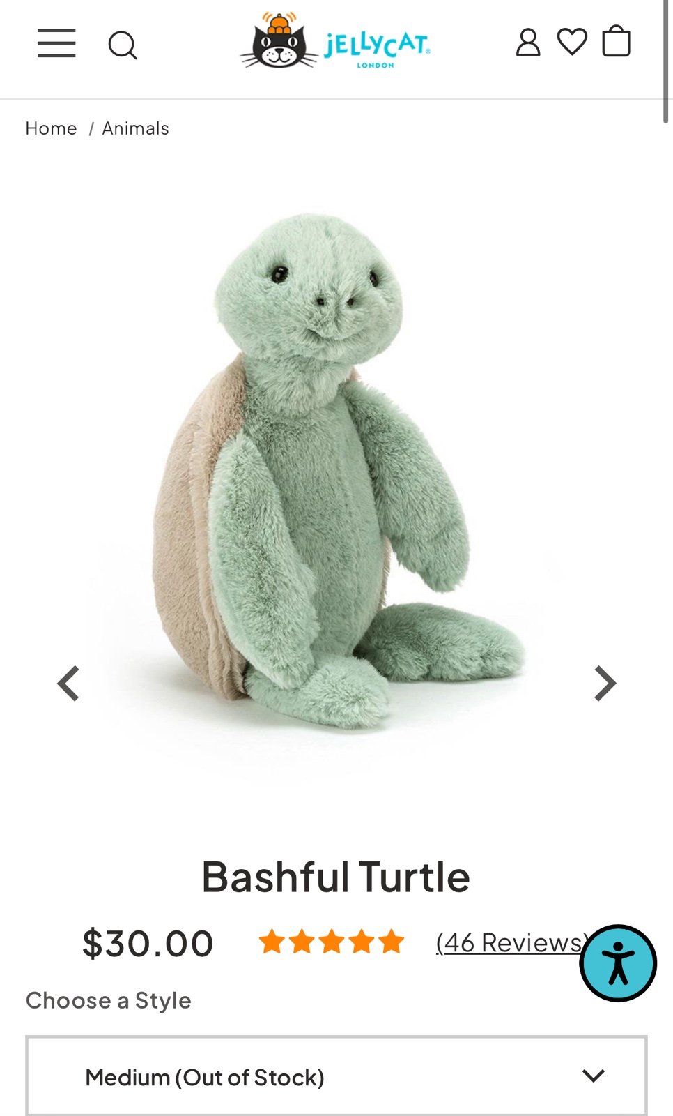 Jellycat Bashful Turtle (Rare!)