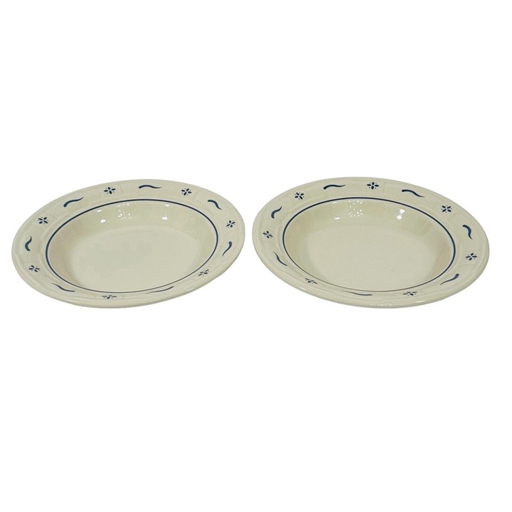 Longaberger Rim Soup Bowl Woven Traditions Classic Heritage Blue Set Of 2 USA
